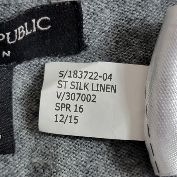 Banana Republic Sweater Mens Medium Gray Silk Linen Blend Long Sleeve V Neck - Picture 12 of 12